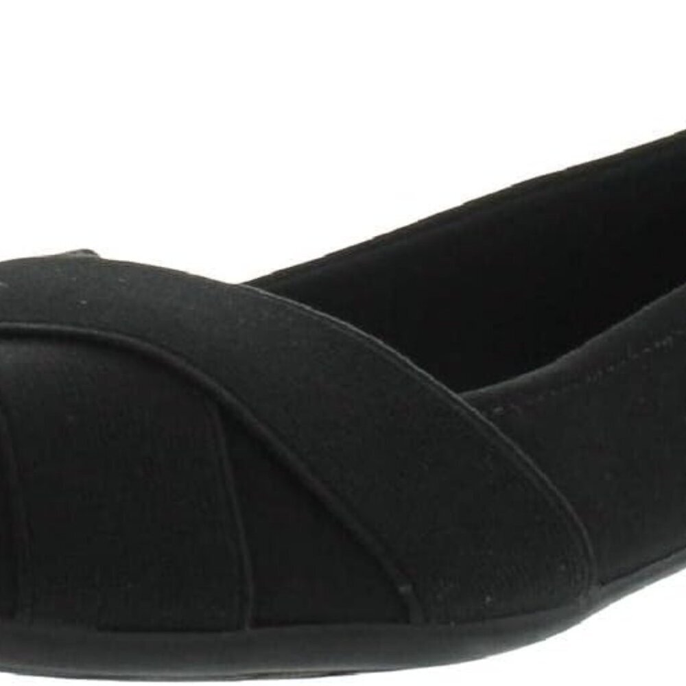 Women's Black Pointed Toe Flats Synthetic Low Heel Easy Slip On Comfortable